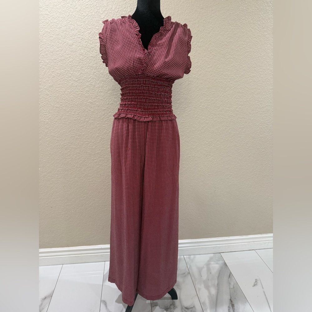 Max Studio Red Patterned Jumpsuit